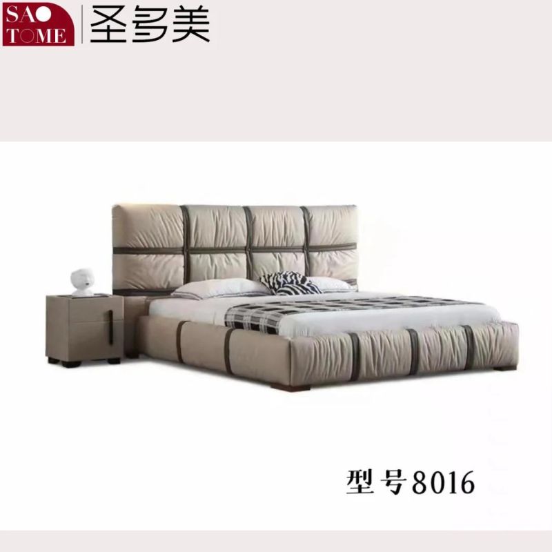 Modern Hotel Bedroom Furniture Dark Green Leather Double Bed