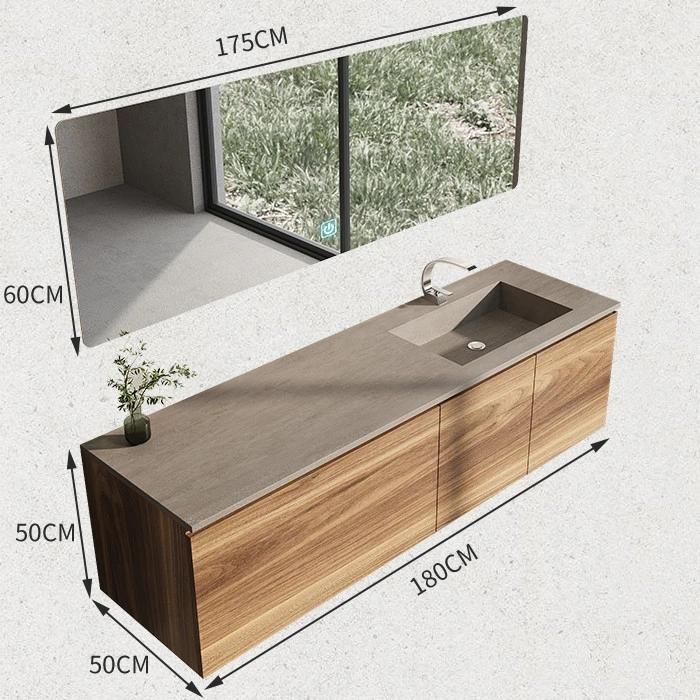 Hotel Modern Melamine Wall-Mounted Bathroom Vanity Set Wash Basin Cabinet