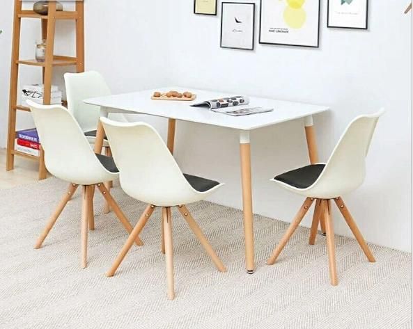 Modern Dining Room Chair Leather Cushion PP Plastic PU Dining Chair with Wood Leg for Sale