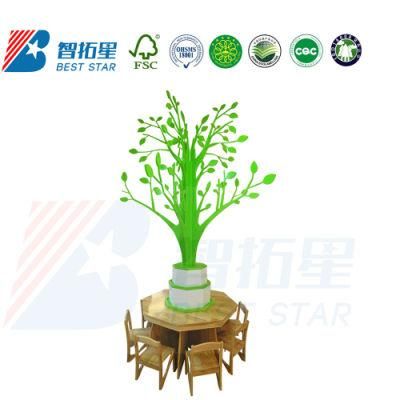 Kindergarten Reading Area Kids Table with Tree, Kindergarten and Preschool Reading Area Decoration Tree, Children Reading Table