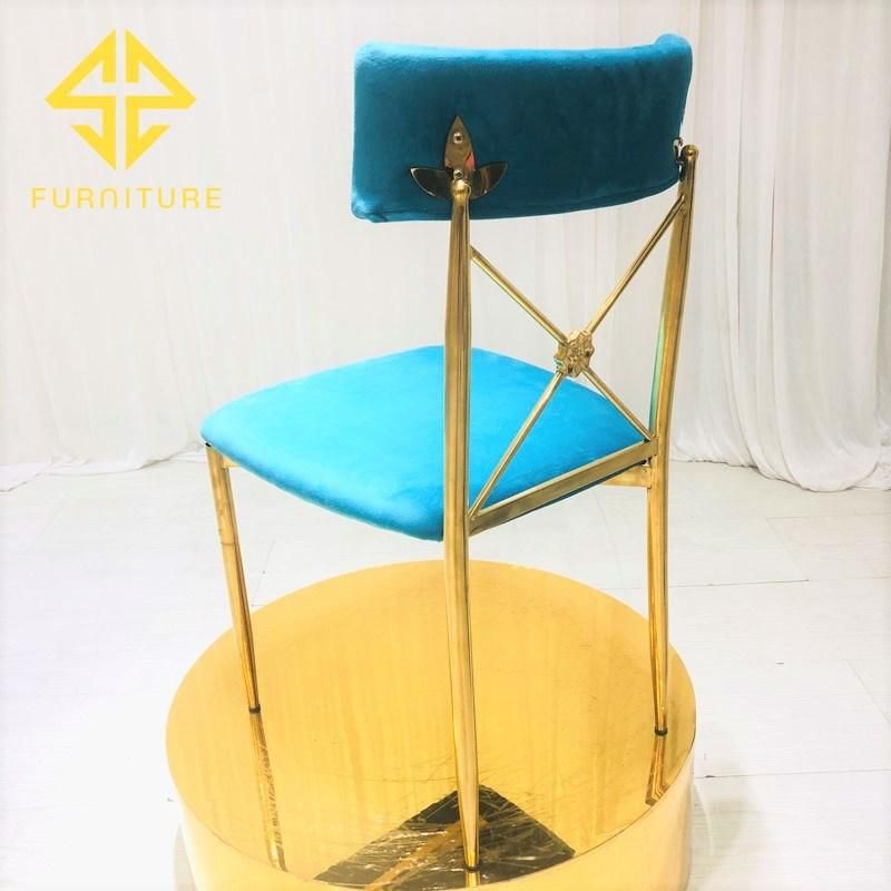 Luxury Velvet Cushion Metal Iron Flower Back Dining Chair Hotel Furniture Wedding Events Chairs