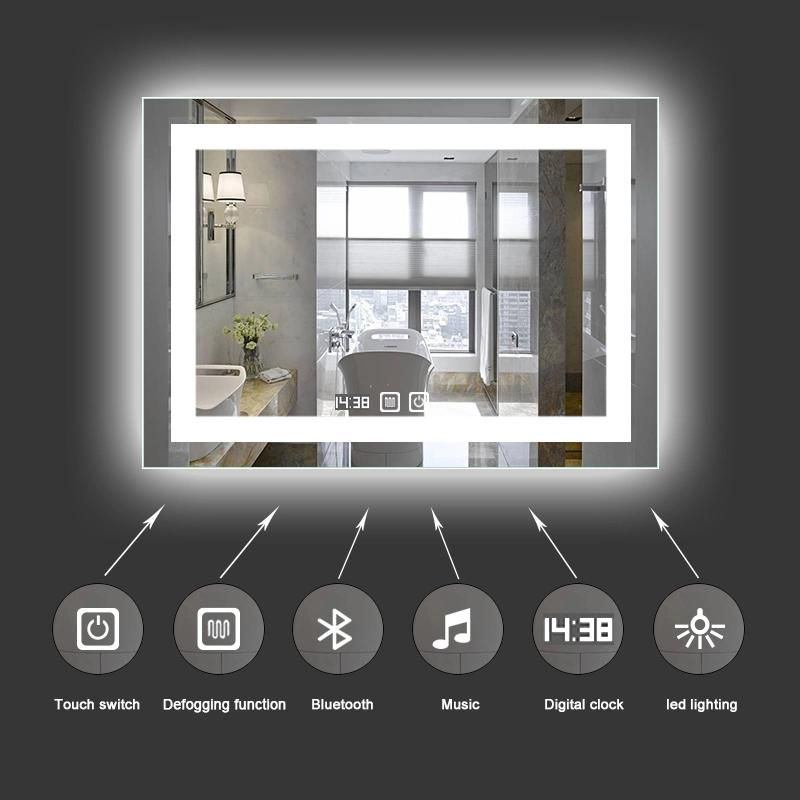 5mm Clear Mirror Hotel Dining Room Bathroom Backlit LED Mirror