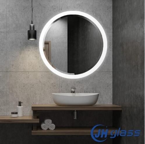 Customized Bathroom Round Silver Mirror with LED Light