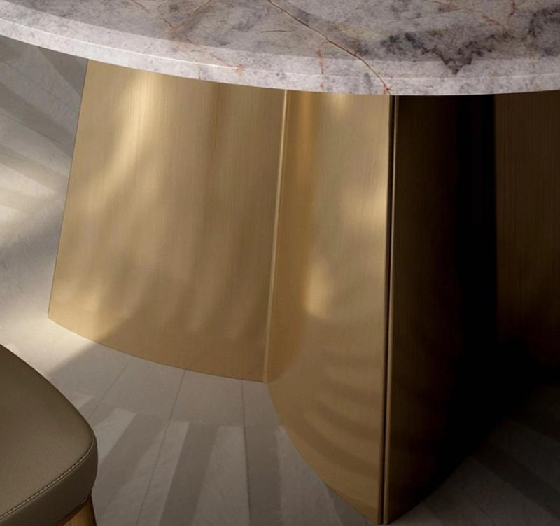 Modern Style Designs Marble Table Chrome Gold Feet Dining Table