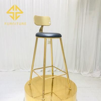 Loyal Golden Stainless Steel High Bar Stool Fwith PU Leather