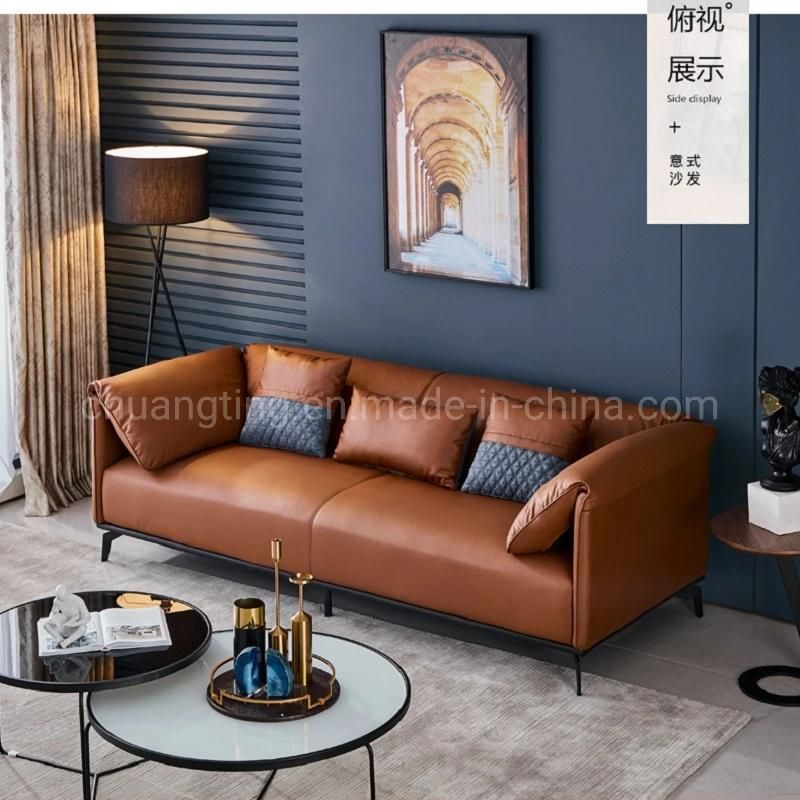 Latest Design Living Room 4 Seater Genuine Modern Leather Sofa