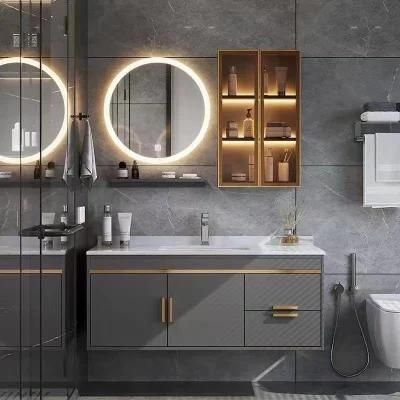 Light Luxury Rock Plate Bathroom Cabinet Modern Toilet Wash Wash Face Hand Basin Cabinet Combination Bathroom Intelligent Mirror