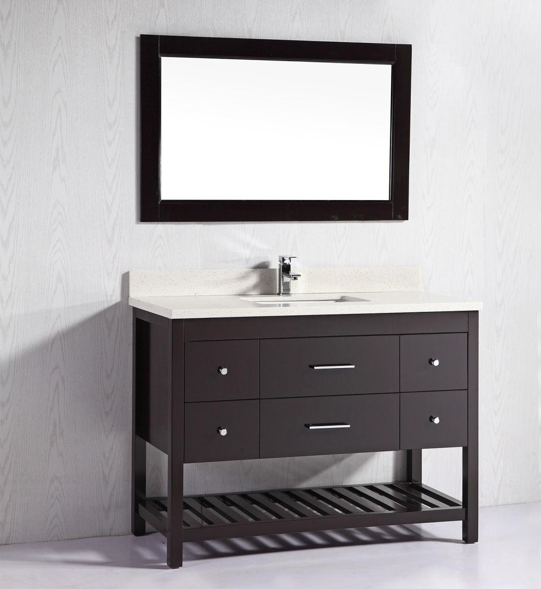 48" Solid Wood Bathroom Furniture with Quartz Top for USA