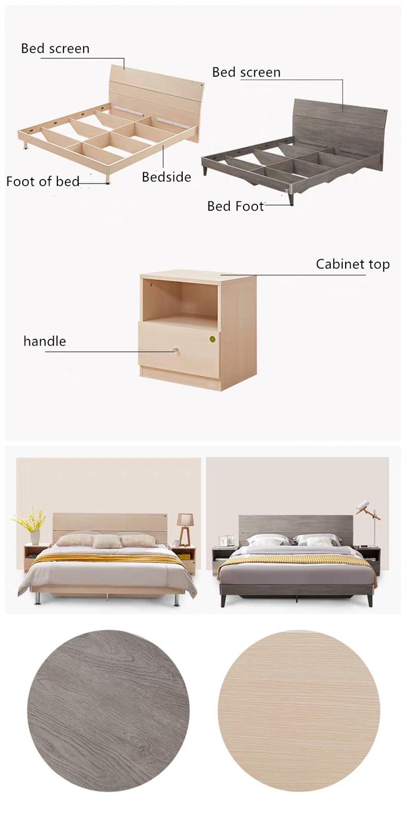 Modern Bedroom Furniture Storage Double Bed Headboard Wooden Beds