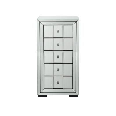 Modern Living Room Mirrored Furniture 5 Drawer Cabinet Chest