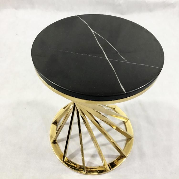 Living Room Round Side Table Marble Top Coffee Table Sofa Back Coffee Side Table Tea Table Set Home Furnitures for Villa and Hotel