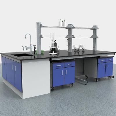 Factory Direct Sale Physical Steel All Steel Lab Bench, Factory Mode School Steel Furniture with Liner Laboratory Mat