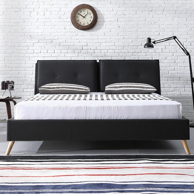 Home Use Bedroom Bed Fabric Wood Bed Frame Modern Beds