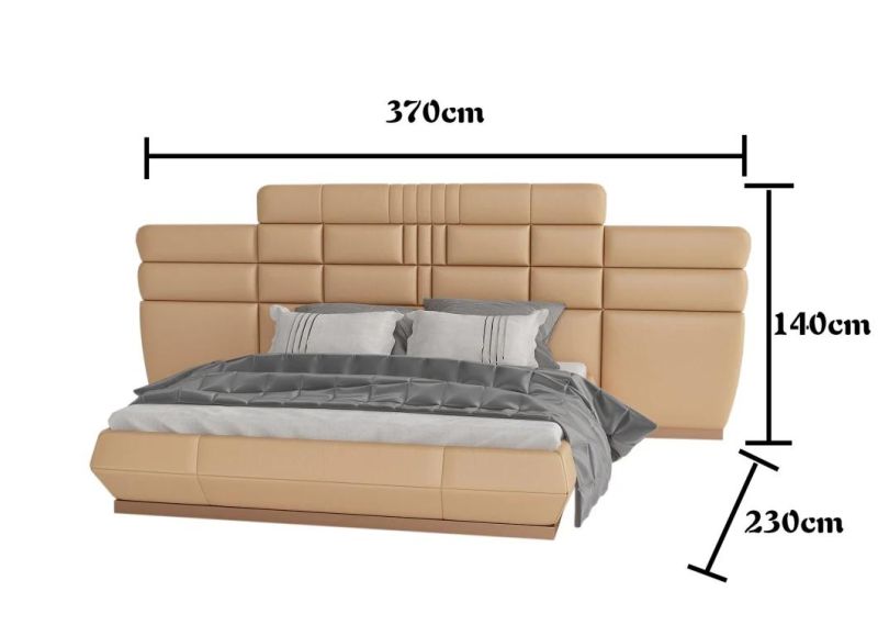 Foshan Modern Luxury Home Furniture Sets Wooden Double Leather King Size Bedroom Bed