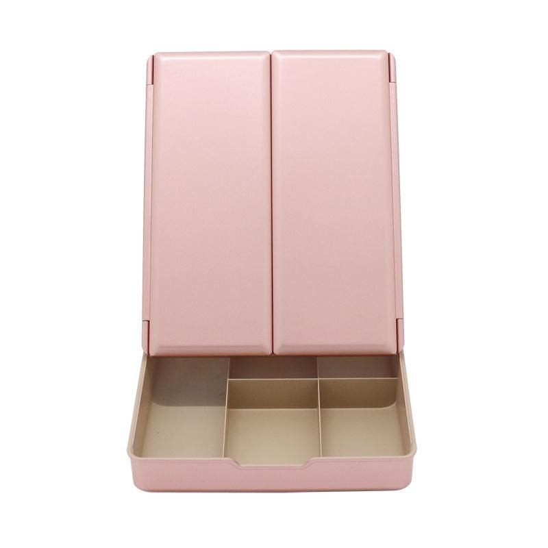 Square Makeup Cosmetic Box Table Mirror with Organizer