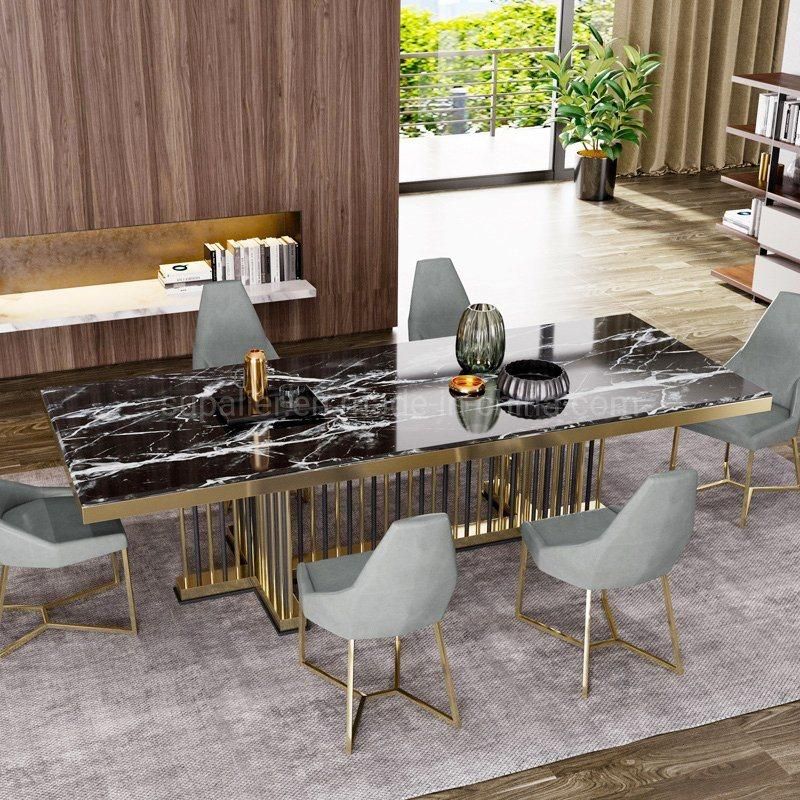 Modern UK Furniture Stainless Steel Gold Dining Table and Chair