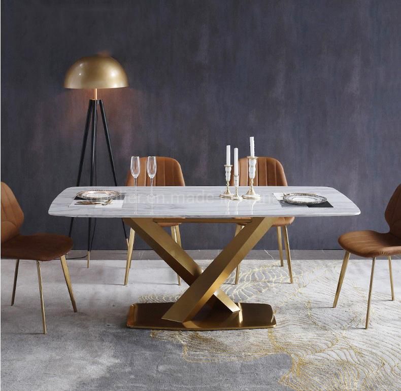 American Style Contemporary Marble Dining Table of 4 Chairs