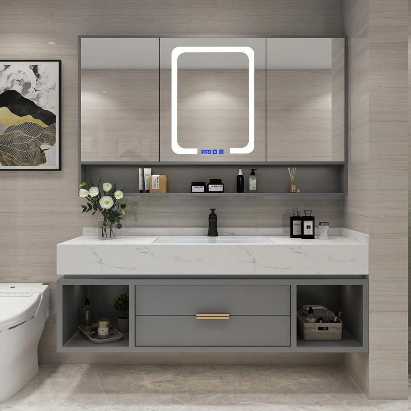 Wood MDF Marble Wall Mounted Storage Modern Bathroom Vanity Cabinet