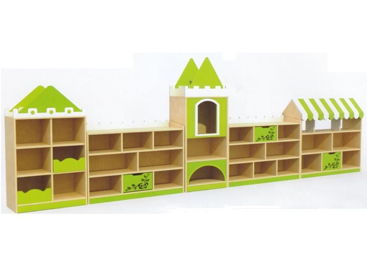 Wooden Daycare Furniture, Children Storage Shelves, Kids Wood Toy Shelf