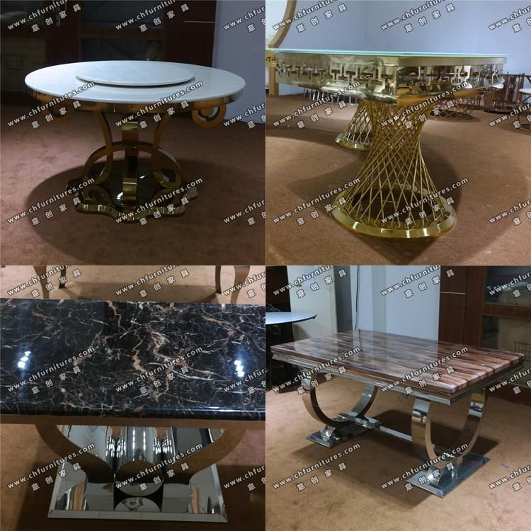 Modern Marble Top Stainless Steel Dining Table Legs with Fashion Designs Yc-St33