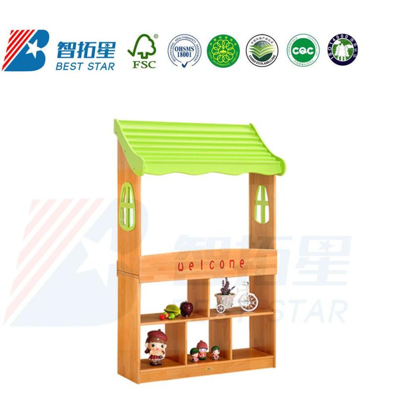 Kids Nursery School Dramatic Play, Kindergarten Preschool Kids Indoor Playground, Dress up and Role-Play Workstation, Playroom Furniture Wooden Puppet Cabinet