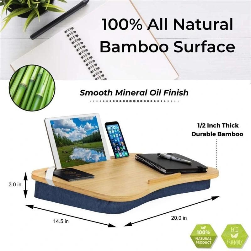 Bamboo Laptop Stand with Tablet Phone Holder Soft Laptop Desk