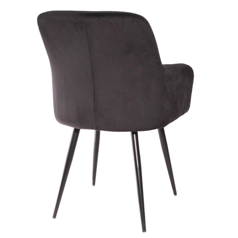 Hot Sale Modern Home Furniture Iron Legs Dining Chair Black Velvet Fabric Chair for Dining Room