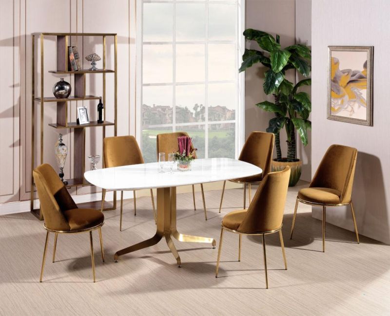 1.8m Size Modern Metal Dining Table for Apartment Furniture Tablet Set with SGS Approvment