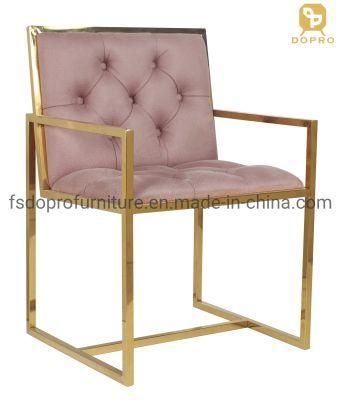 2020 Korea Modern Simple Gold Metal Dining Chair with Arm