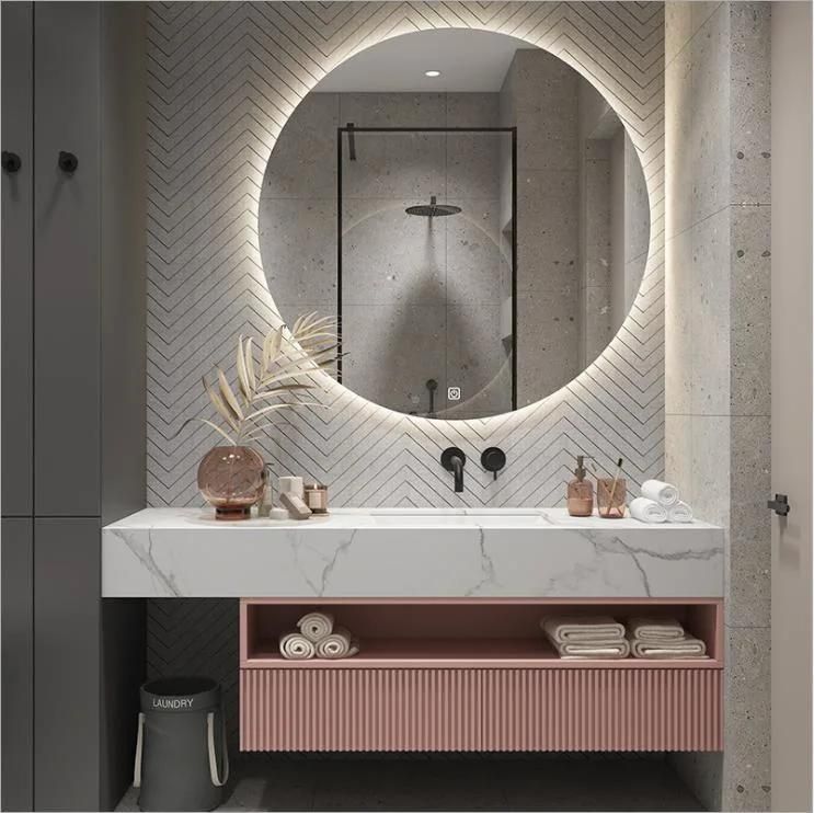 Modern Light Luxury Rock Plate Integrated Basin Bathroom Cabinet Wash Basin Washstand Combination Bathroom Cabinet Solid Wood Suit