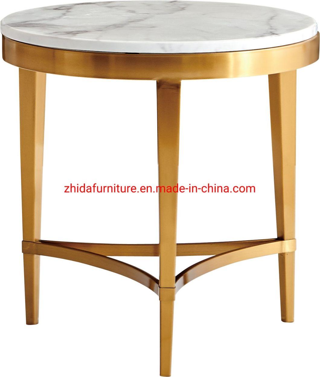 Luxury Living Room Home Furniture Marble Top Golden Leg Tea Coffee Table for Home Villa Hotel Apartment Furniture