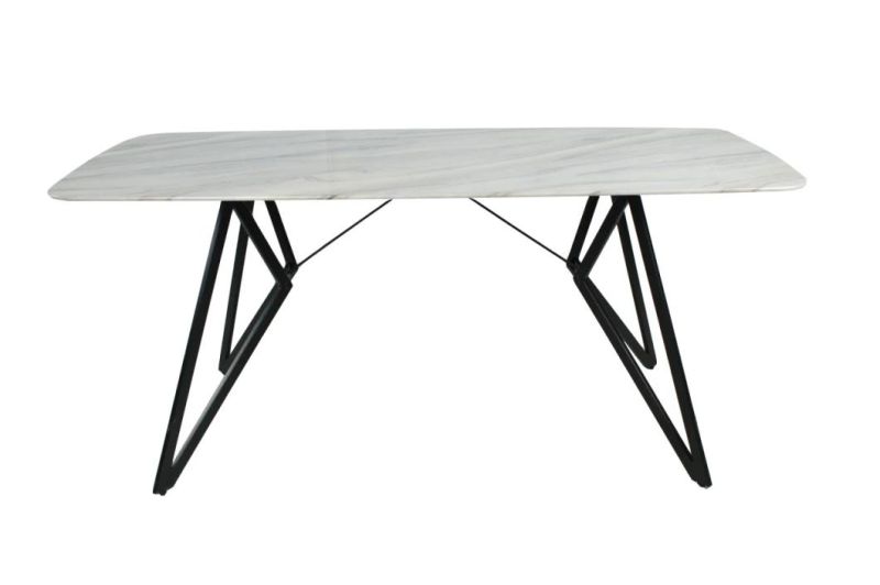 Home Furniture Carbon Steel Welding Leg Sintered Stone Imitation Marbling Top Dining Table