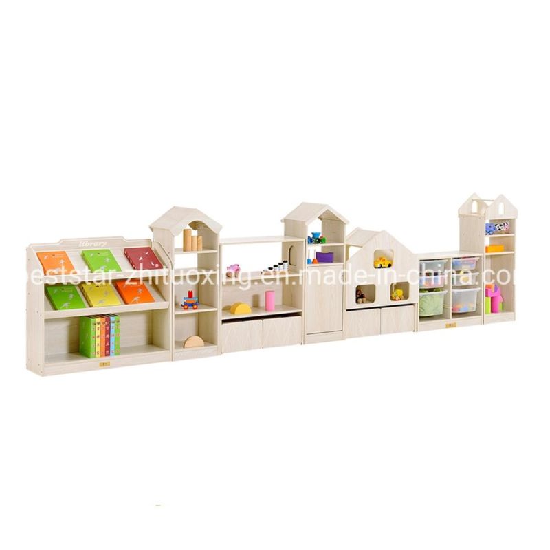 New Design Playroom Furniture Wooden Daycare Display Cabinet, Kids Room Cabinet Children Toy Storage Cabinet, Kindergarten and Preschool Furniture Cabinet