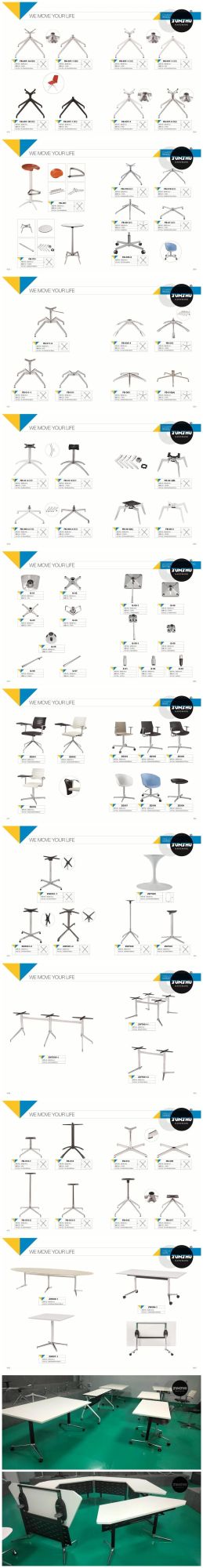 Modern Movable Table with Caster Strong Commercial Furniture Solid Wood 6 Person Office Conference Table