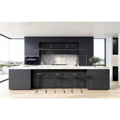 Direct Manufacturer Luxury Black Melamine Modern Matte Acrylic Designs Kitchen Cabinets Made in China