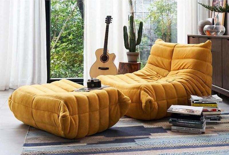 Luxury Home Furniture Relax Accent Living Room Furniture Velvet Fabric Leisure Modern Hotel Lobby Bedroom Bean Bag Chair for Villa