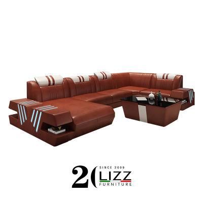 Modern High Quality Living Room Furniture Chaise Lounge Sofa with LED Light