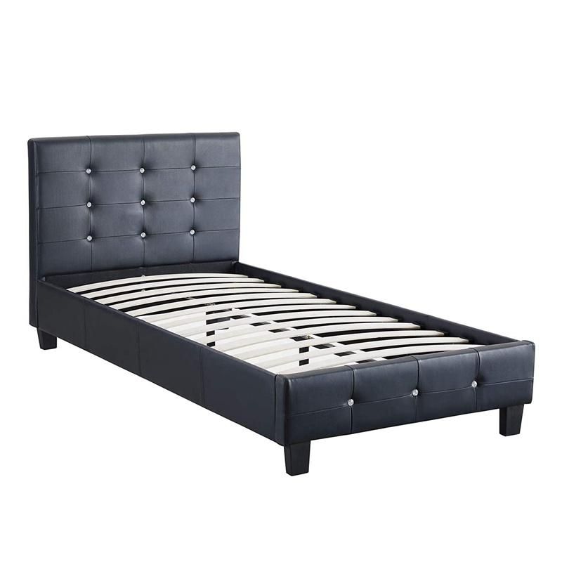 Modern Luxury Vintage Leather High End New Black Headbord Single Bed Frame for Boys