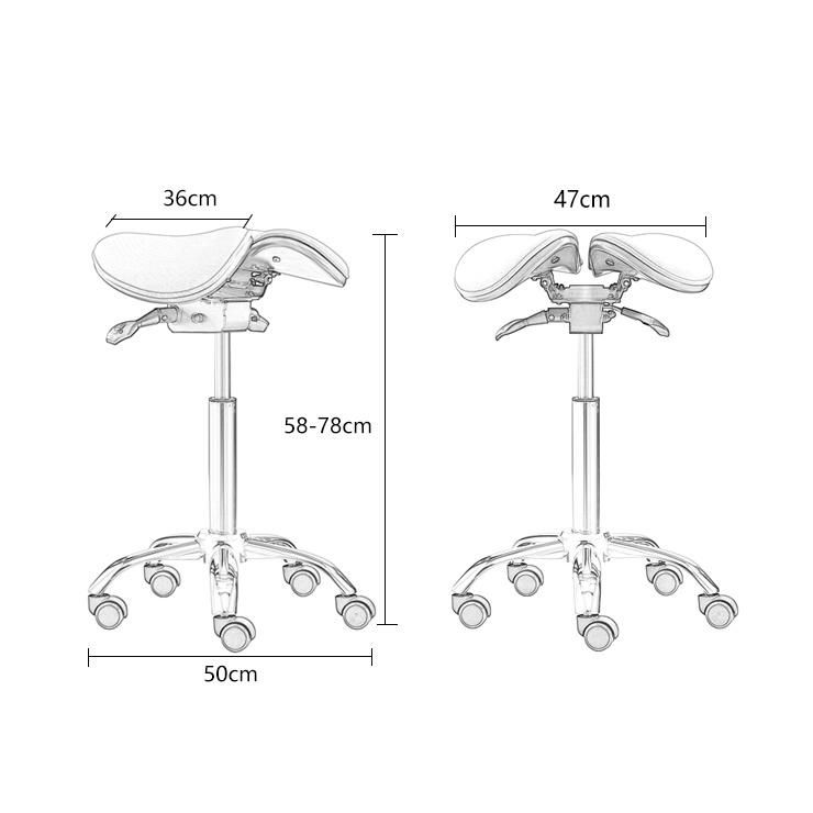 Popular Adjsutable Ergonomic Tilt Two Seat Saddle Stool