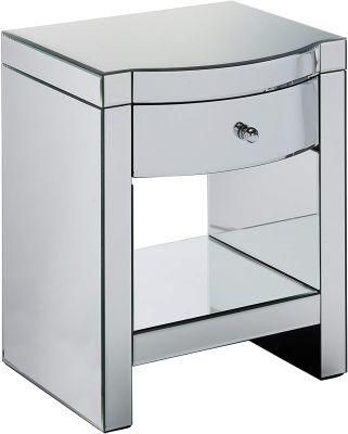 Bedroom Furniture Mirrored Bedside Cabinet 1 Drawer Table