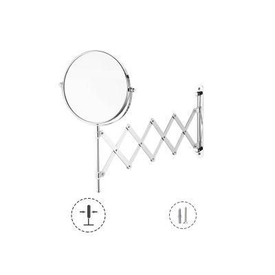 Bathroom Vanity Mirror Folding Telescopic Wall Hanging Free Punching Beauty Mirror Double-Sided High-Definition Beauty Makeup Mirror