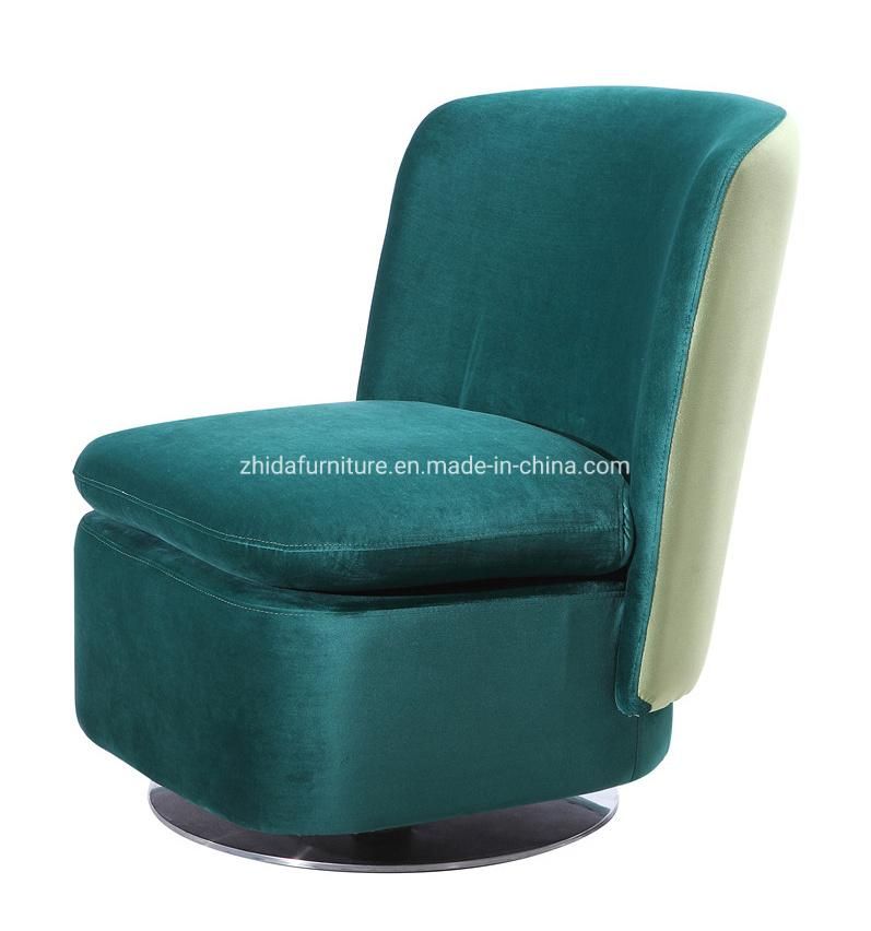 Orange Velvet Round Shape MID Back Hotel Lobby Restaurant Swivel Chair