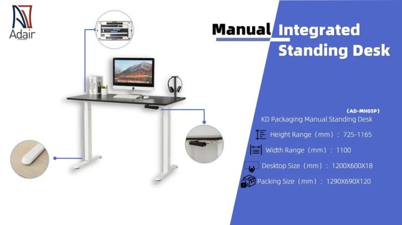 K/D Packing Manual Hand Crank Height Lifting Sit to Stand up Standing Office Computer Desk