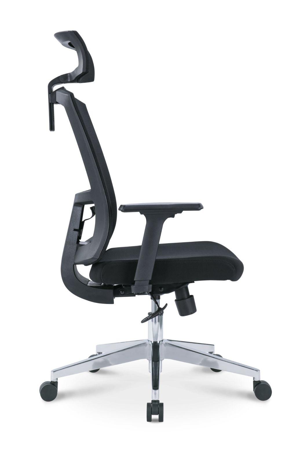 High Back Aluminium Base Swivel Staff Boss Executive Modern Fabric Office Chair