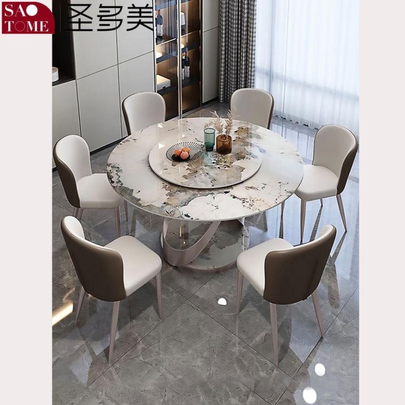 Modern Living Room Rock Board Furniture Cross Ring Base Round Dining Table