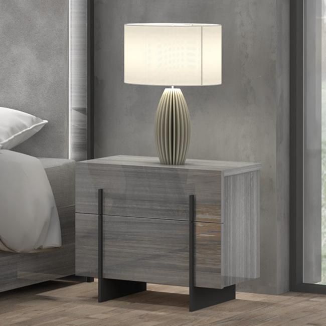 Nova Modern-Industrial Design Nightstands with 2 Metal Blades Base