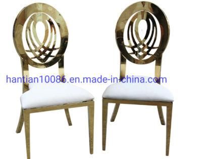 Dining Room Strong Modern Design Back White Leather Stainless Steel Leisure Gold Chair