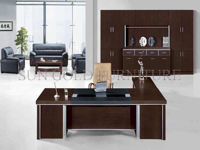 Modern Design Wooden Manager Boss Office Furniture Cheap Popular L Shape Office Desk with Cabinet