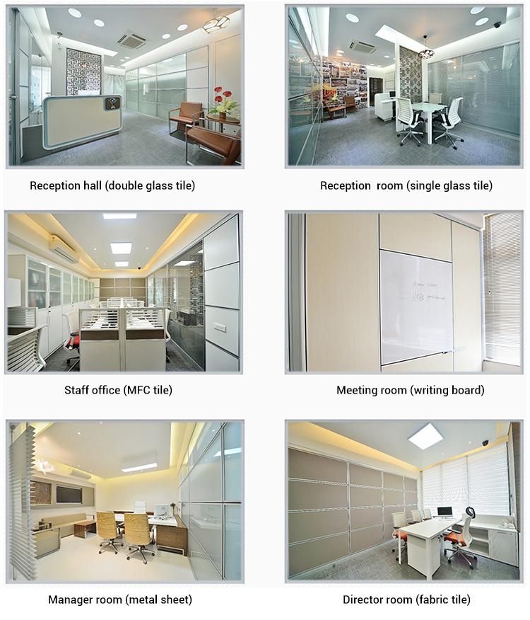 Factory Direct Sale Manufacture Partition Indoor Glazed Wall Soundproof Price Clear Glass Office Furniture