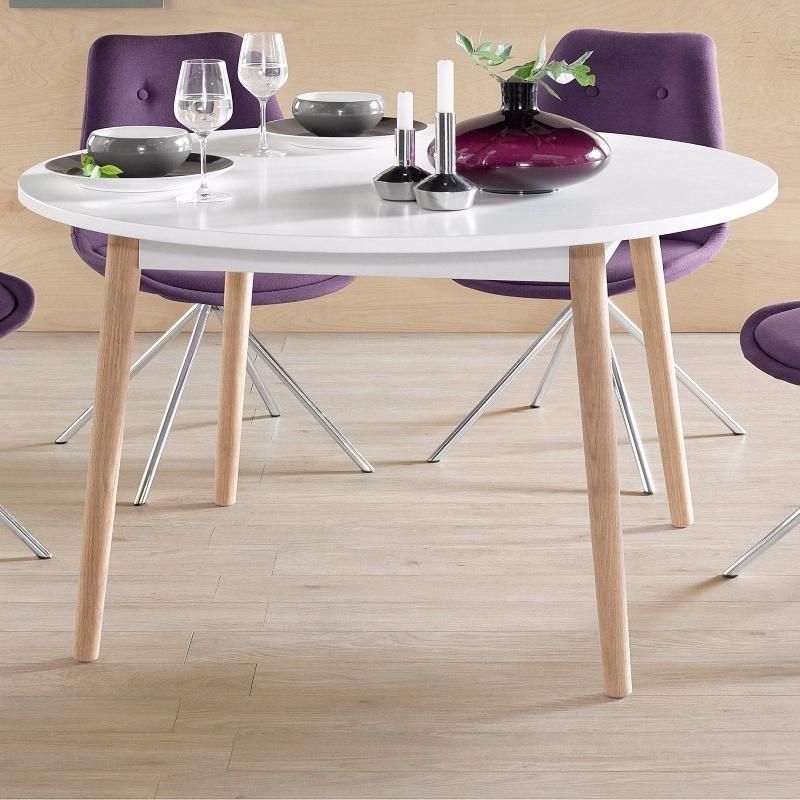 Strong Round Modern Wooden White Dining Table Furniture for Restaurants